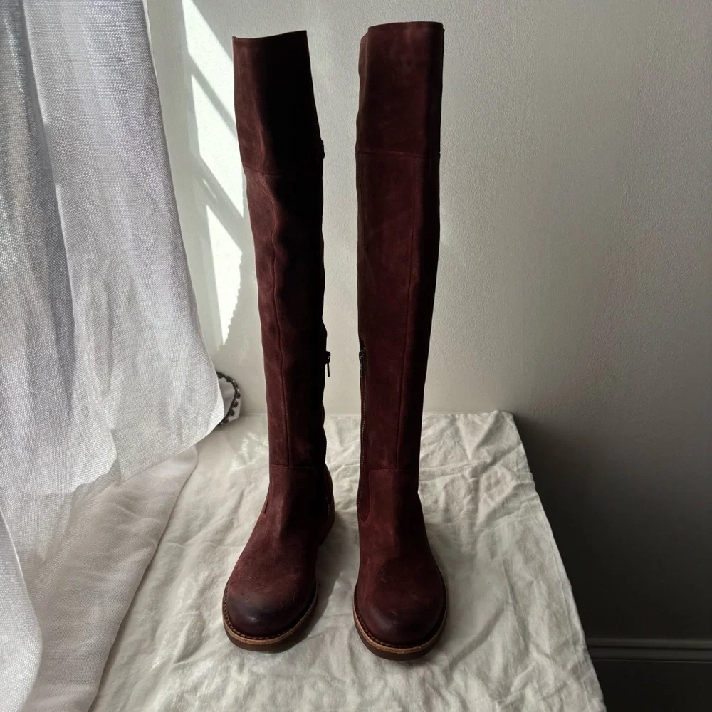 New KORK-EASE Addison Distressed Over The Knee Boot Sz 6 Taupe Comfort Walking